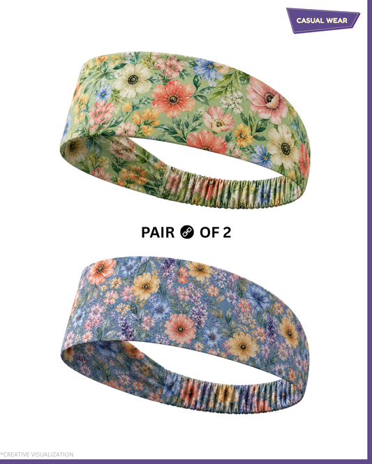 Floral Print Headbands | Unisex | Pair Of 2