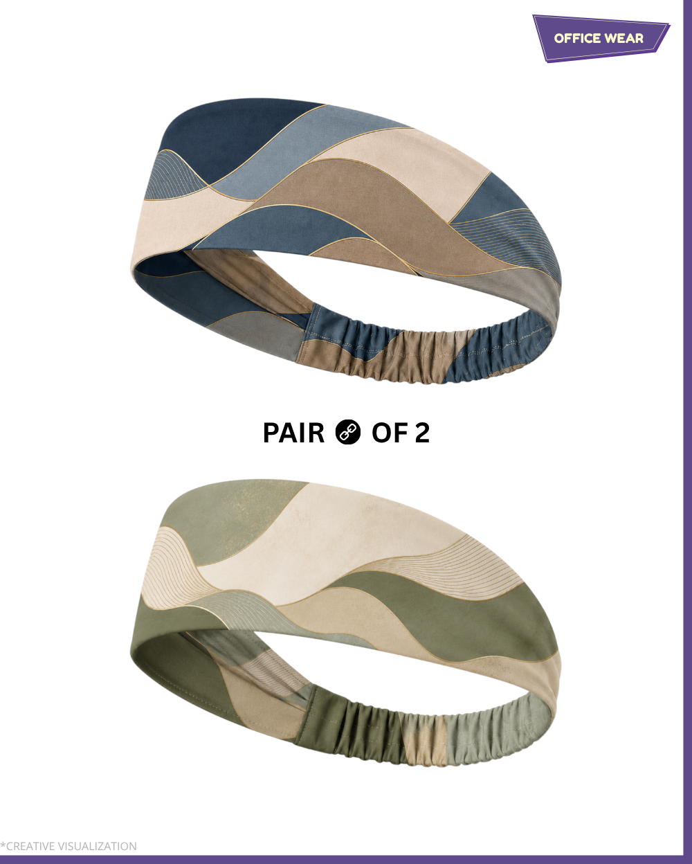 Wave Pattern Headbands | Unisex | Pair Of 2